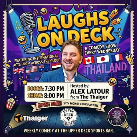 โปสเตอร์: Laughs on Deck, The Upper Deck Sports Bar, 4 พ.ย.