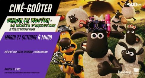 Affiche : Ciné goûter : SHAUN LE MOUTON : LA BÊÊÊTE D'HALLOWEEN de Steve Cox & Matthew Walker, Cinémas Les 400 Coups, 27 oct.