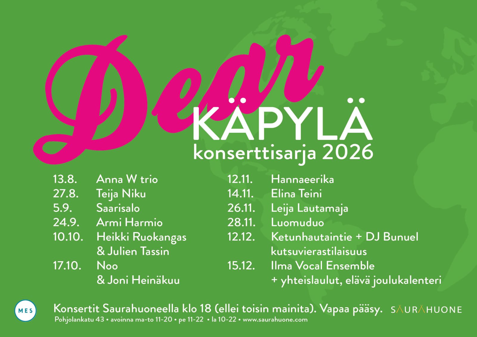 Juliste: Dear Käpylä -konserttisarja