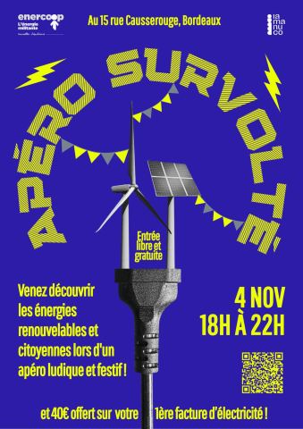 Poster: Apéro surVOLTé avec Enercoop Nouvelle Aquitaine, La ManuCo, Nov 4