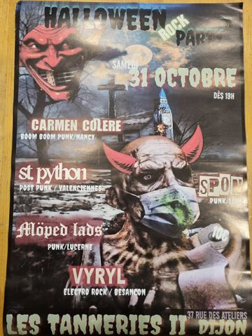 Poster: Halloween Rock Party #3 aux Tanneries, Espace autogéré des Tanneries 2.0, Oct 31