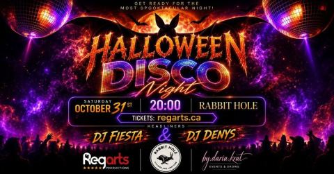 Poster: HALLOWEEN DISCO NIGHT AT THE RABBIT HOLE, 208 Sparks Street Ottawa, ON K1P 5C1, Oct 31