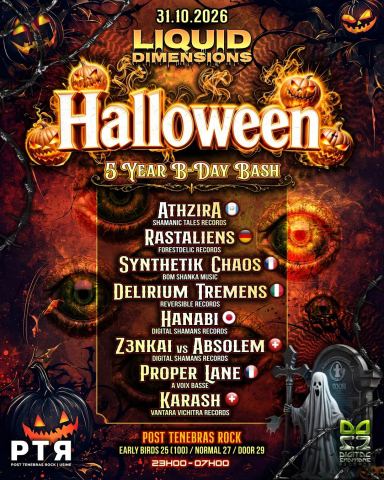 Poster: Halloween Party by Liquid Dimensions, L'Usine, Oct 31