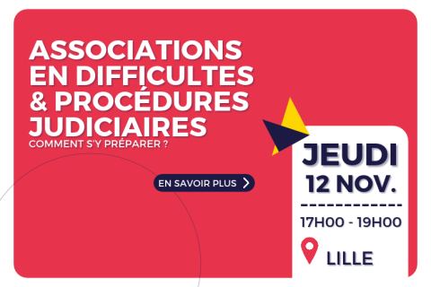 Affiche : Associations en difficulté : comment anticiper les procédures judiciaires ? | 12 novembre, Udaf, 12 nov.